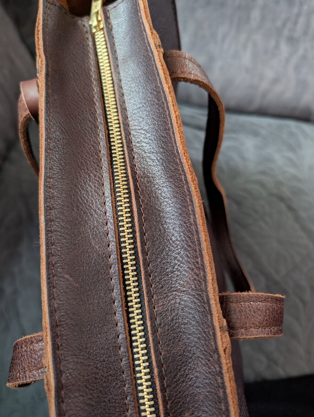 Portland Leather Large North/South Lola Crossbody Tote in Coldbrew - Picture 5 of 8